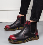 Bottes Martin en cuir de vachette à talons épais, style automne, pour femmes