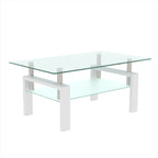 Table basse blanche, table basse transparente, tables d'appoint modernes pour salon, mobilier de salon