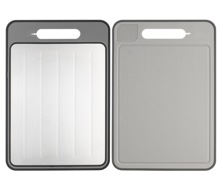 Planche à découper en alliage d'aluminium à décongélation rapide double face avec aiguiseur