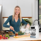Ventilateur climatiseur portable avec humidificateur par évaporation et brumisateur à 3 vitesses