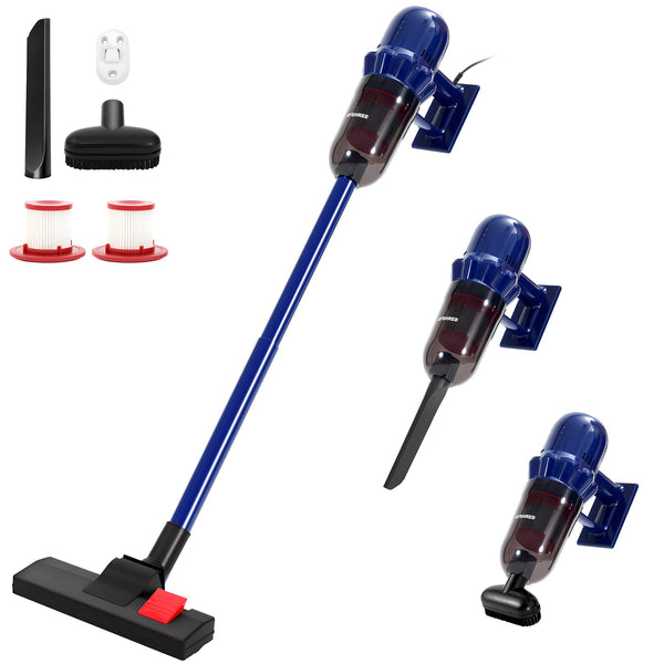 Aspirateur filaire EFSHEER 17 000 kPa, léger et compact, avec aspirateur à main 3 en 1, puissant (600 W), portable et équipé de filtres HEPA pour toutes les surfaces (bleu).