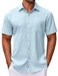 Chemise de travail homme COOFANDY, chemise décontractée à boutons, manches courtes, chemise d'affaires, chemise d'été, bleu clair