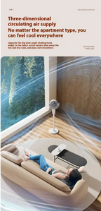 Ventilateur circulateur d'air avec télécommande et oscillation 3D, rechargeable par USB