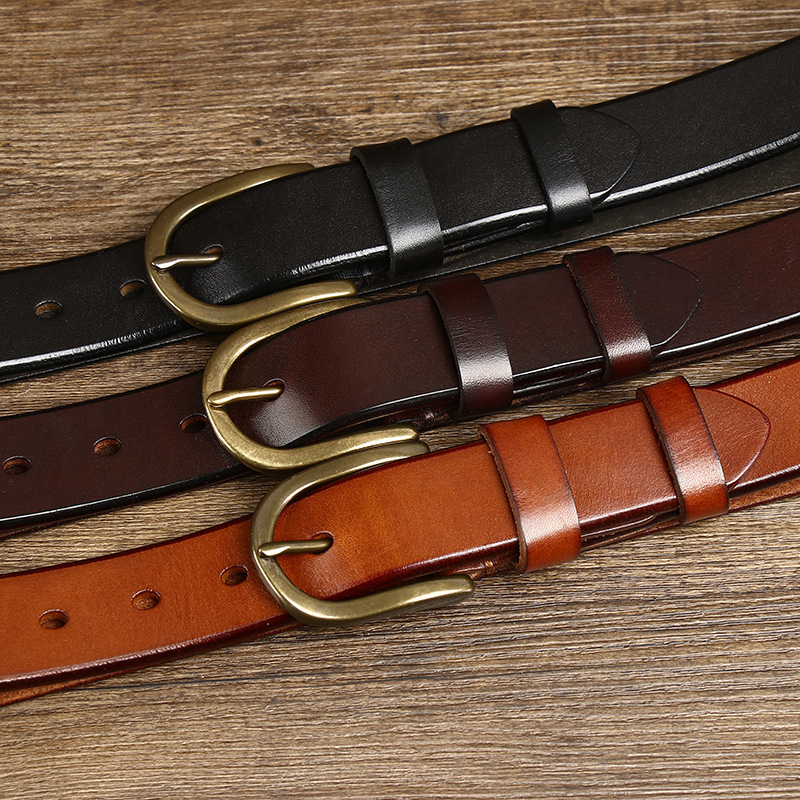 Ceinture homme rétro à boucle en cuivre