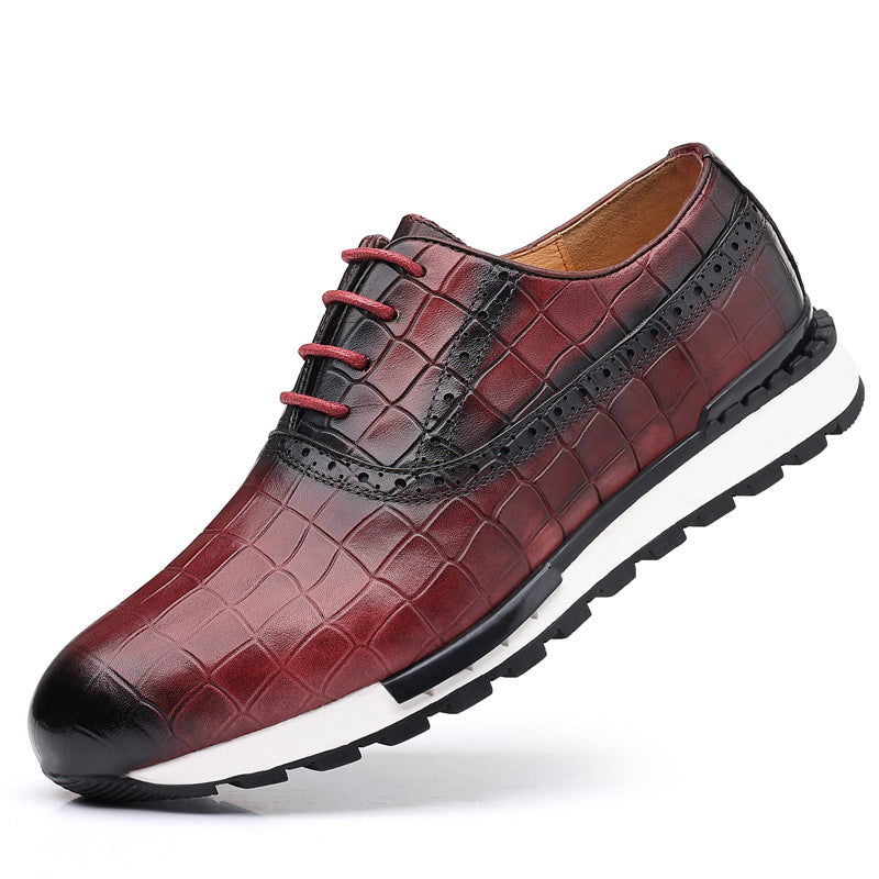 Chaussures décontractées à lacets pour hommes en cuir de veau, style britannique