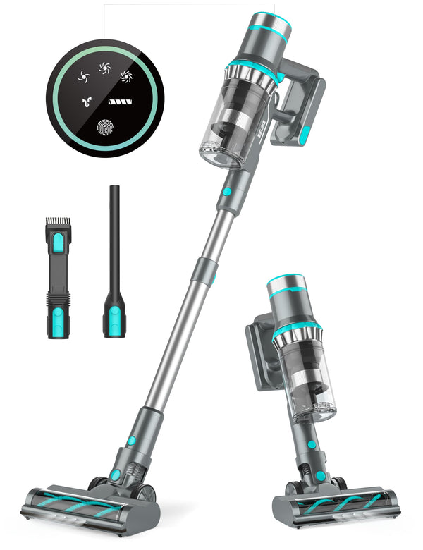 Aspirateur balai sans fil Belife BVC11 450 W 38 kPa avec 50 minutes d'autonomie, moteur sans balais 13 000 tr/min, puissant et idéal pour les sols durs, les poils d'animaux et les tapis. Convient à la maison.