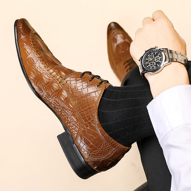 Chaussures habillées britanniques pour hommes à motif crocodile