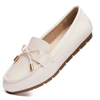 Mocassins Vespiero pour femmes, chaussures plates à enfiler, antidérapantes, confortables et souples, style business décontracté, en PU blanc, pointure 41 (largeur large).