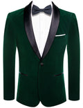 Blazer homme en velours à un bouton, cravate haute, revers châle, idéal pour mariage, banquet, vert foncé, taille XL