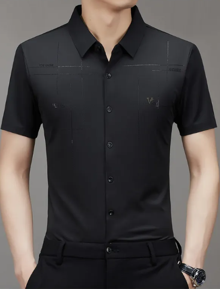 Chemise d'été pour homme à manches courtes, sans coutures, style business.