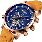 Montre à bracelet en cuir avec grand cadran pour homme