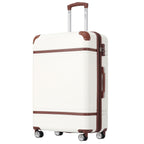 Valise Merax 24 pouces avec roulettes multidirectionnelles, serrure TSA, légère et de style vintage (blanche)