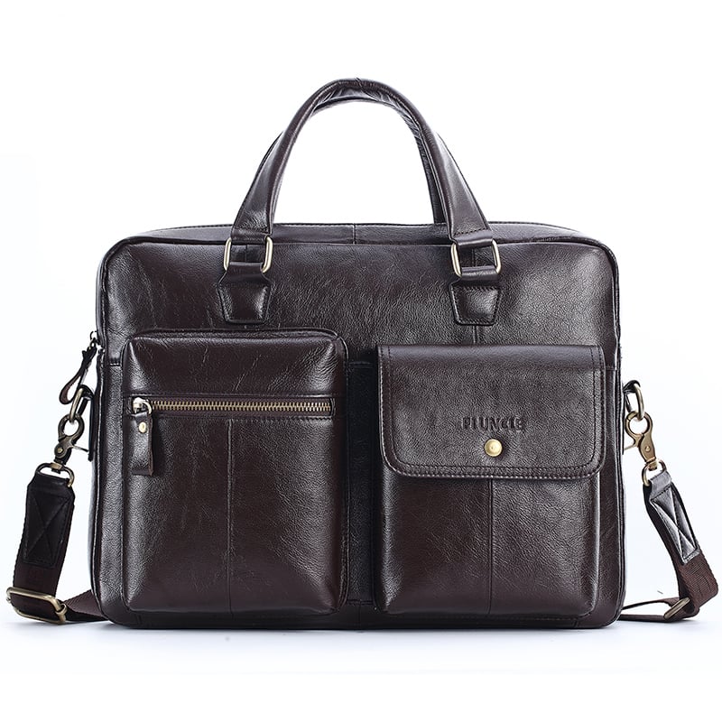 Porte-documents pour homme en cuir véritable de vachette pleine fleur