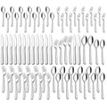 Ménagère 60 pièces en acier inoxydable Yoehka poli miroir, comprenant cuillères, fourchettes et couteaux. Idéale pour la maison, la cuisine, les restaurants et les hôtels. Durable et compatible lave-vaisselle.
