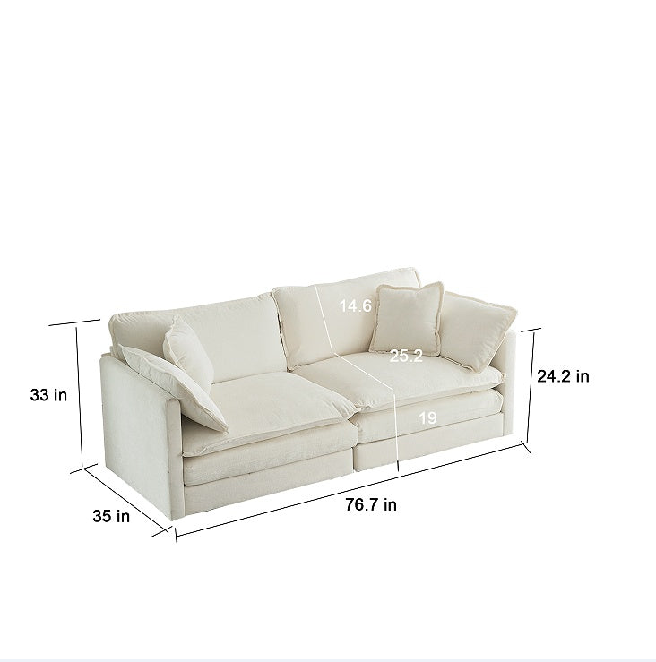 Canapé double moderne en tissu avec 4 coussins