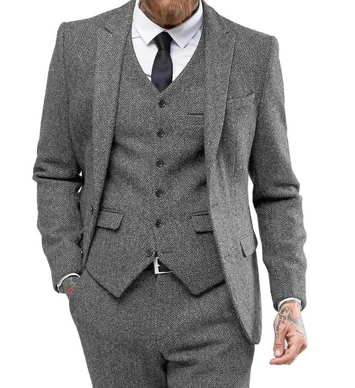 Costume 3 pièces pour homme, idéal pour les affaires et les mariages