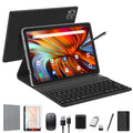 Tablette Android 2025, dernière version, 10 pouces, Android 13, avec clavier, 128 Go de ROM, 16 Go de RAM, extension TF jusqu'à 1 To, processeur octocœur, 5G, Wi-Fi, écran Full HD 1080p, double caméra 13 MP + 8 MP, Bluetooth 5.0, GPS, souris et étui noir.