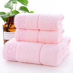 Ensemble de 3 serviettes de bain en pur coton de couleur unie