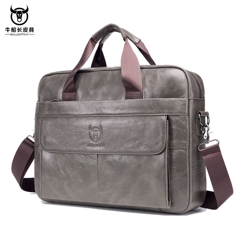 Porte-documents professionnel en cuir véritable pour homme - Sacoche pour ordinateur portable en cuir de vachette