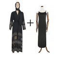Robe longue noire musulmane pour femme avec ornements