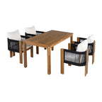 Ensemble de salle à manger d'extérieur de luxe 5 pièces pour 4 personnes, en bois d'acacia massif