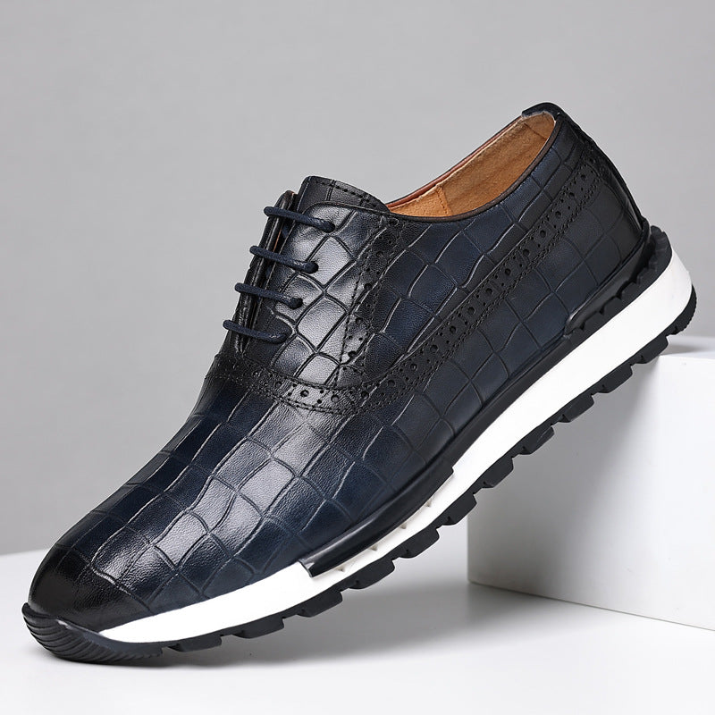 Chaussures décontractées à lacets pour hommes en cuir de veau, style britannique