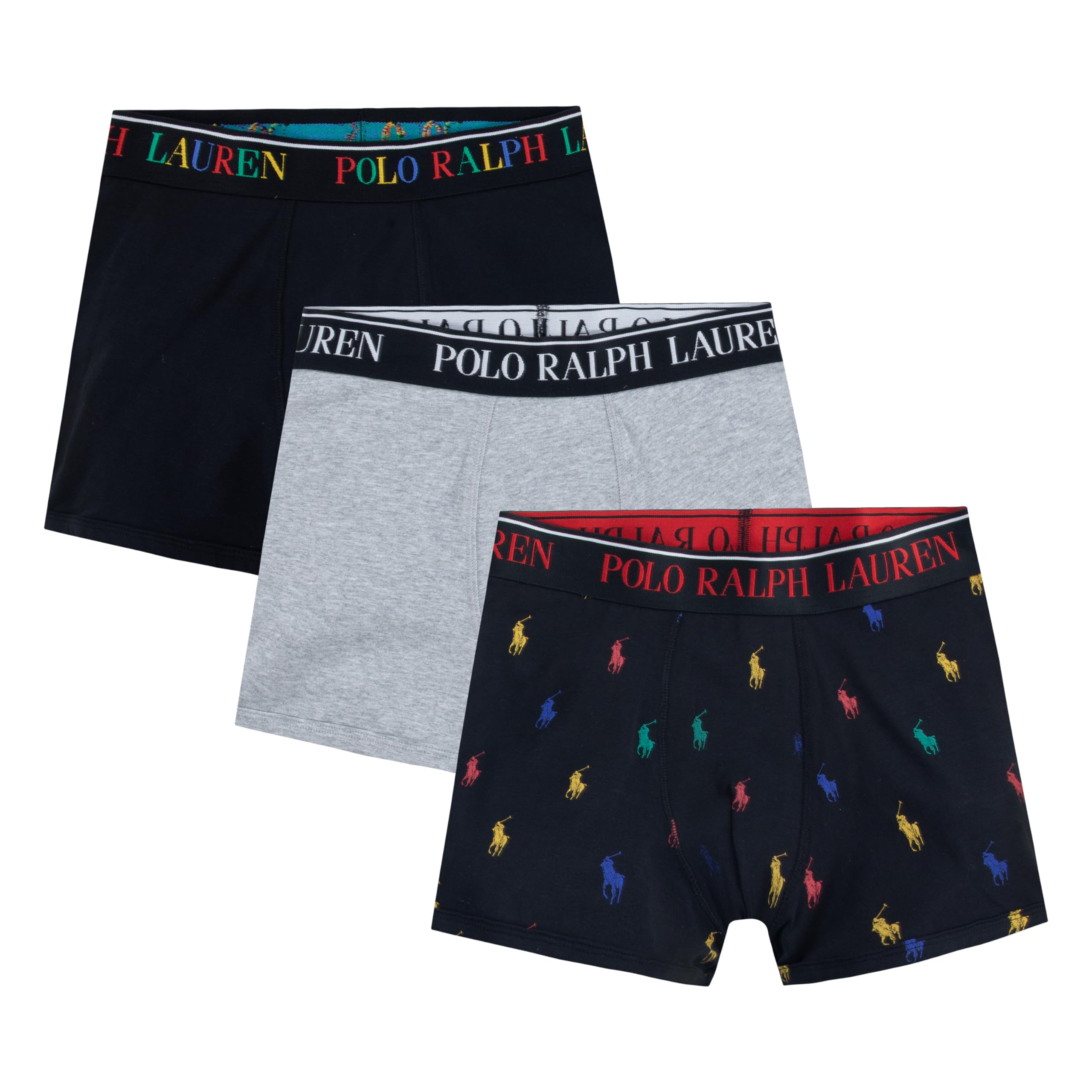 Lot de 3 boxers Polo Ralph Lauren pour garçon, noir multicolore/gris