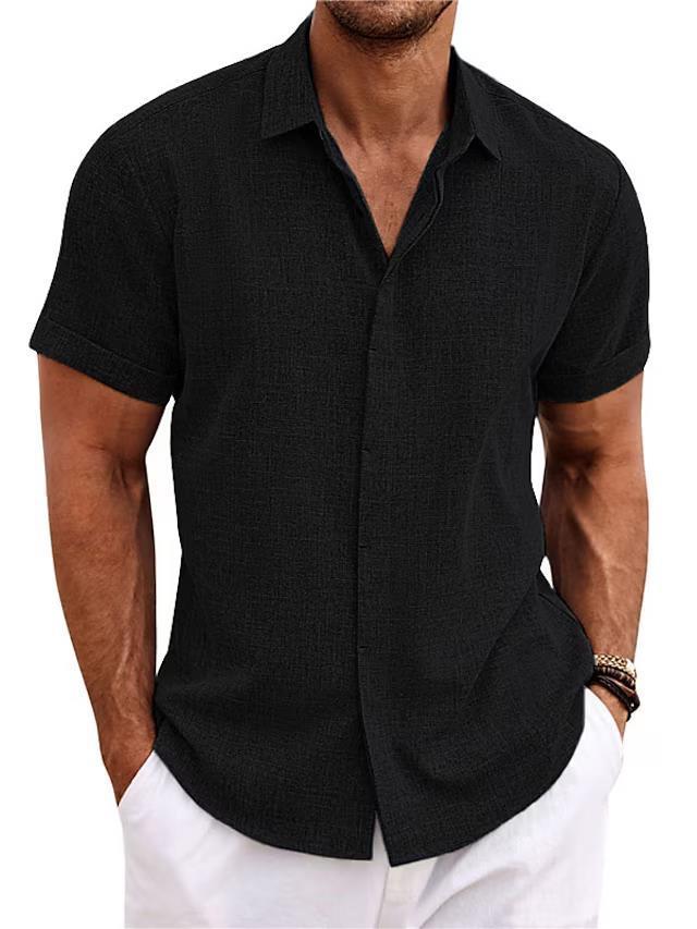 T-shirt ample à manches courtes en lin uni pour homme
