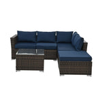 Mobilier de patio, mobilier d'extérieur, mobilier saisonnier en résine tressée, ensemble de 4 meubles en résine tressée avec table basse en verre trempé