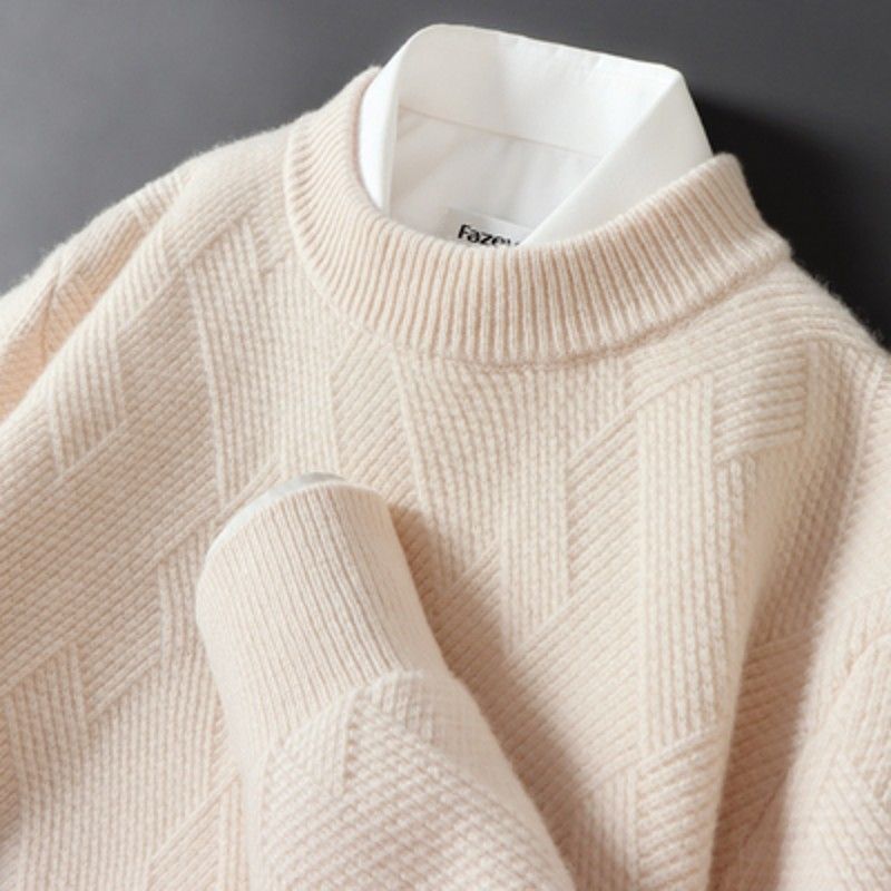Chemise homme ample en jacquard épais à col rond