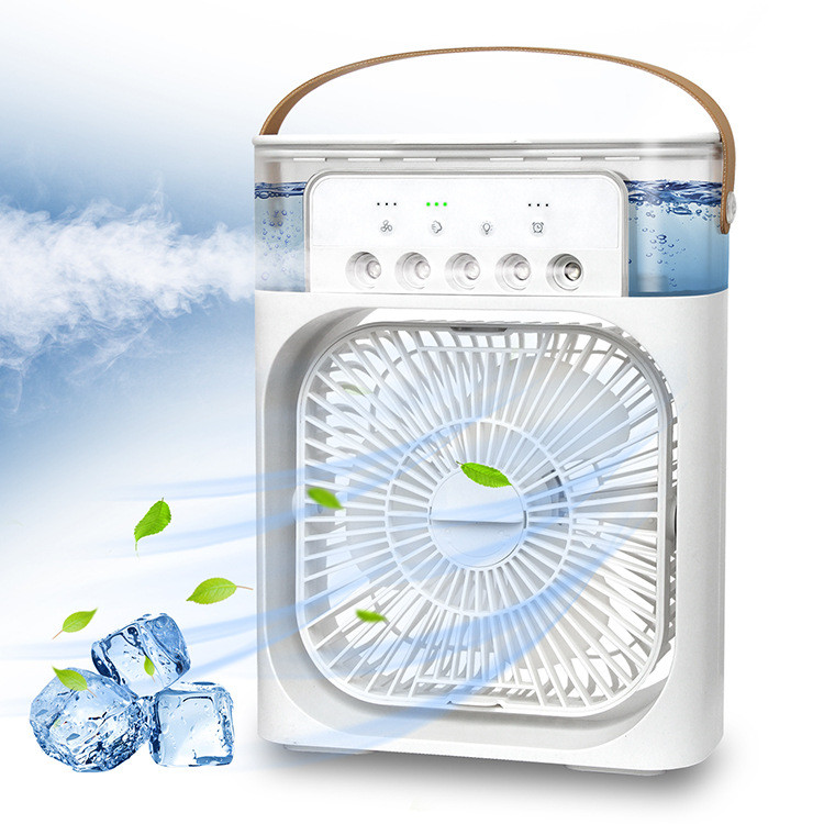 Humidificateur d'air avec ventilateur USB rafraîchissant, veilleuse LED et brumisateur d'eau