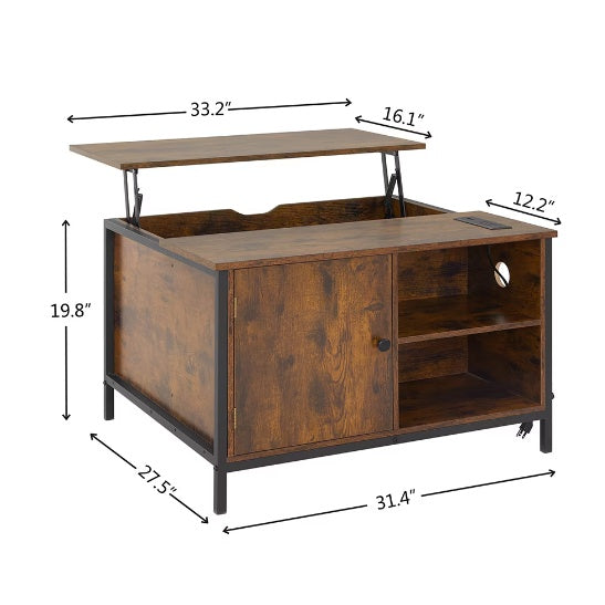 Table basse réglable en hauteur, table basse multifonctionnelle avec compartiments cachés, table à manger moderne réglable en hauteur