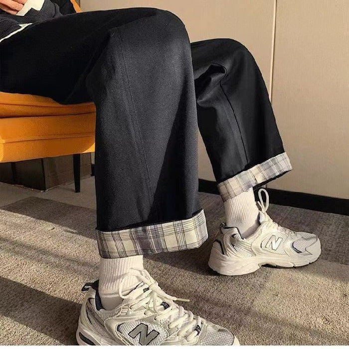 Pantalon cargo en denim taille haute à neuf points
