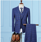 Ensemble de costume à carreaux 3 pièces pour homme