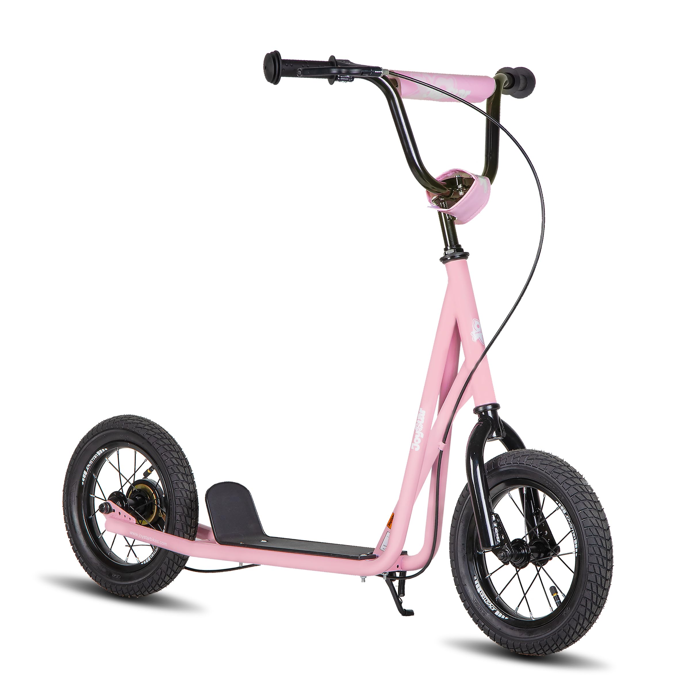Trottinette JOYSTAR pour enfants de 5 à 9 ans, filles et garçons, grandes roues de 12 pouces, guidon réglable, rose.