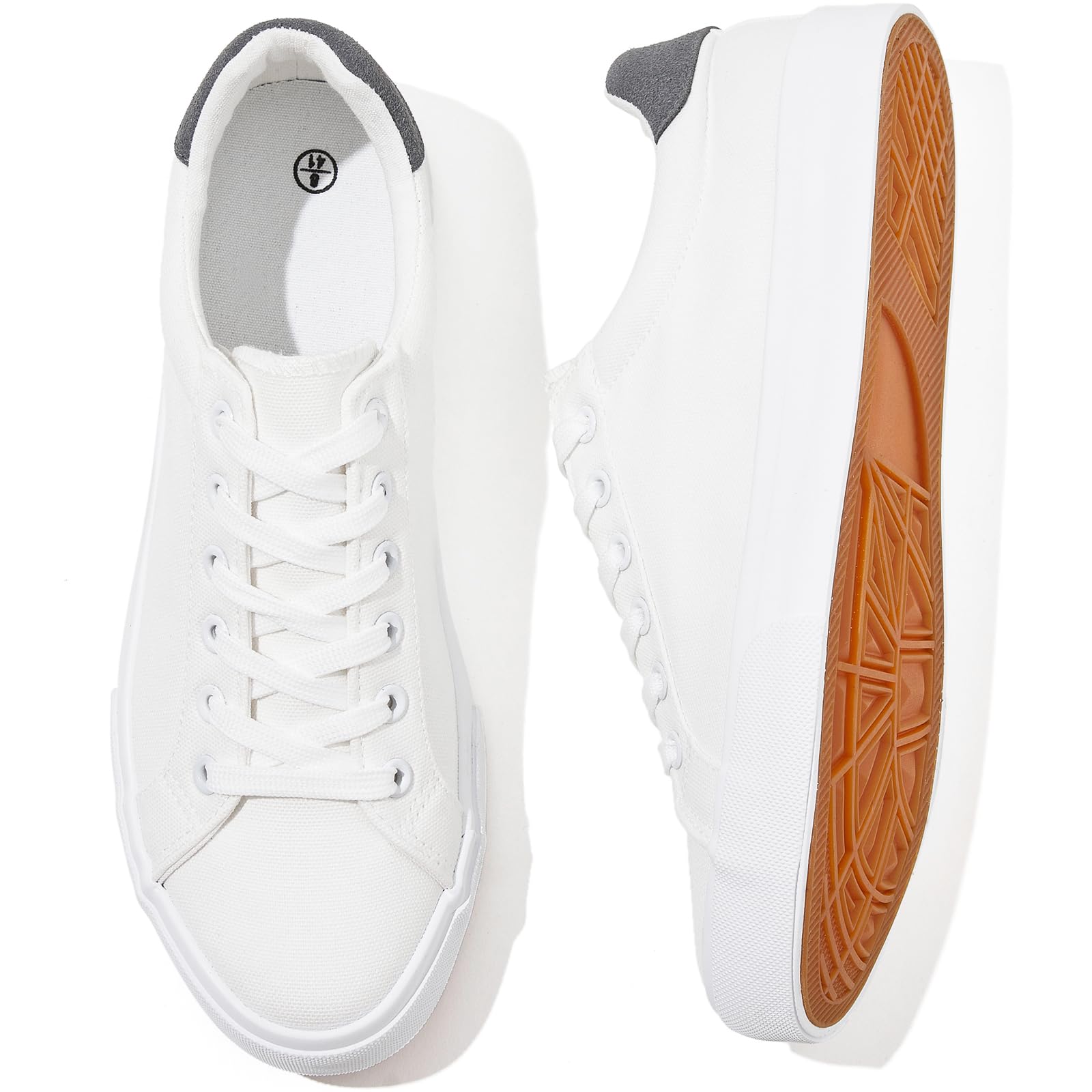 Chaussures en toile blanche pour homme, baskets basses tendance, chaussures de tennis décontractées à lacets, chaussures de marche pour homme (Blanc US 11)