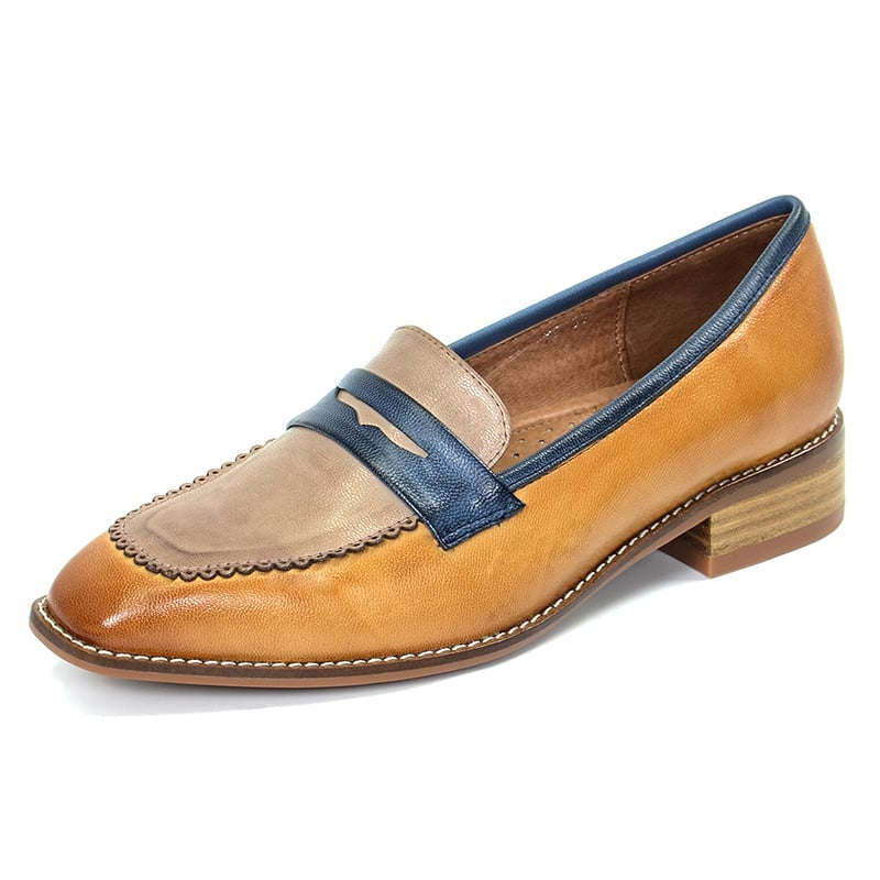 Chaussures plates en cuir style rétro anglais