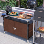Chariot de barbecue d'extérieur avec plateau en acier inoxydable