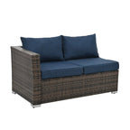 Mobilier de patio, mobilier d'extérieur, mobilier saisonnier en résine tressée, ensemble de 4 meubles en résine tressée avec table basse en verre trempé