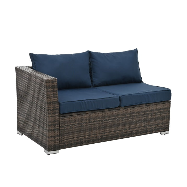 Mobilier de patio, mobilier d'extérieur, mobilier saisonnier en résine tressée, ensemble de 4 meubles en résine tressée avec table basse en verre trempé