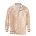 Pull homme en maille épaisse avec fermeture éclair et col roulé mi-long