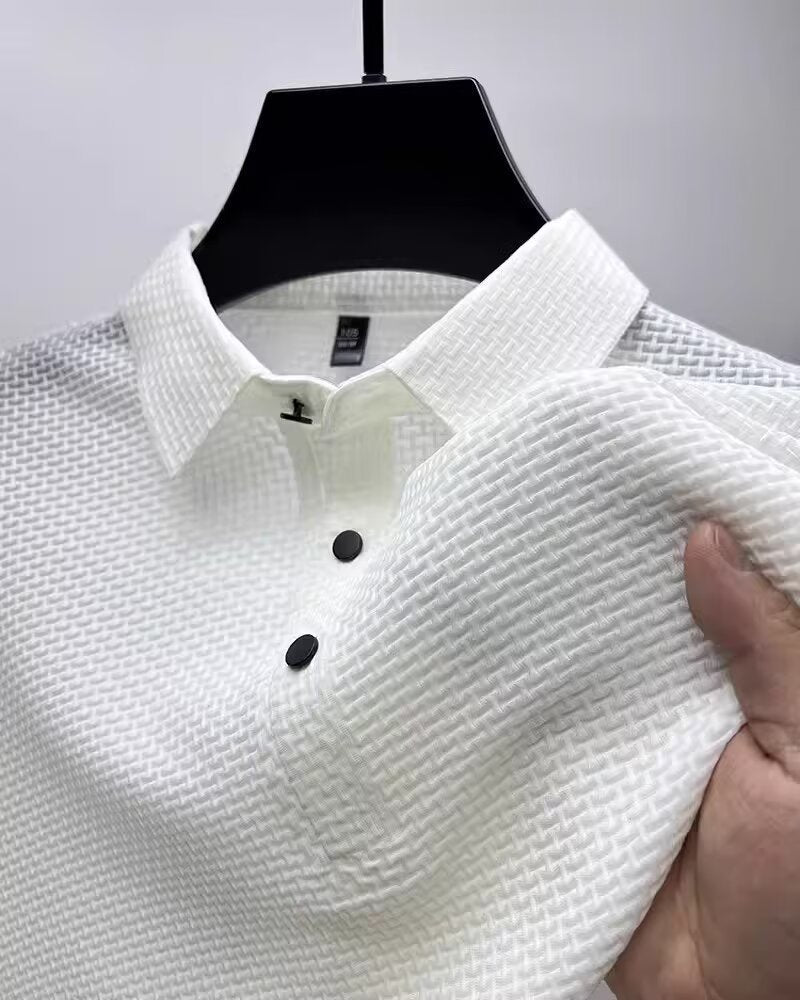 T-shirt à revers short pour homme, T-shirt à manches courtes style business décontracté pour homme, Polo pour homme