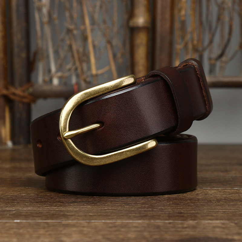 Ceinture homme rétro à boucle en cuivre