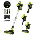 Aspirateur balai sans fil 45 kPa, autonomie de 55 minutes, rechargeable, avec support mural autoportant et système anti-enchevêtrement. Idéal pour les poils d'animaux et les tapis.