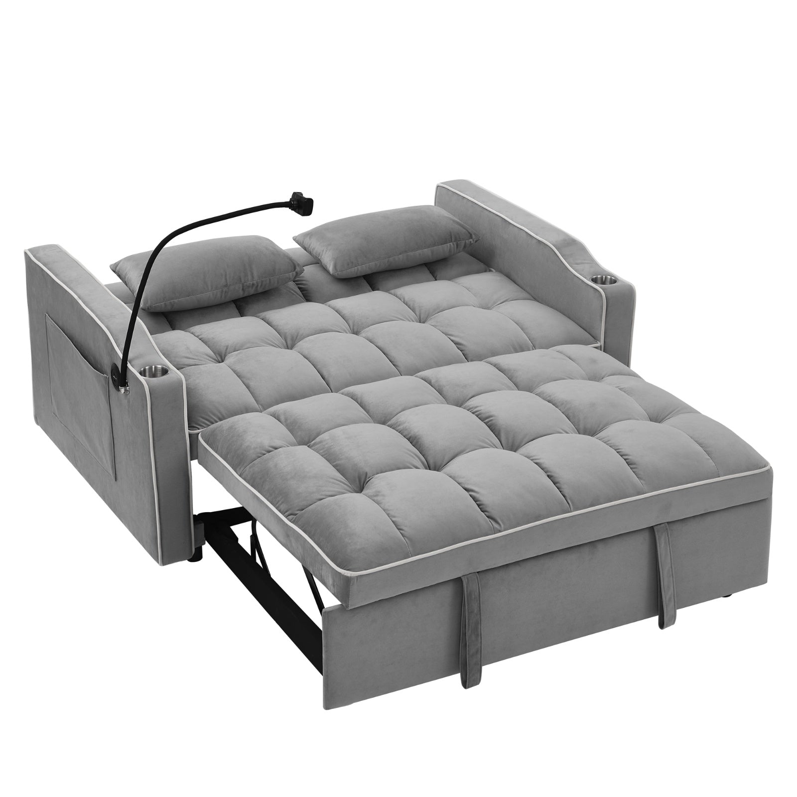 LuneluX_Home – Canapé-lit pliable en velours de 141 cm (55,5 po) réglable en 3 positions