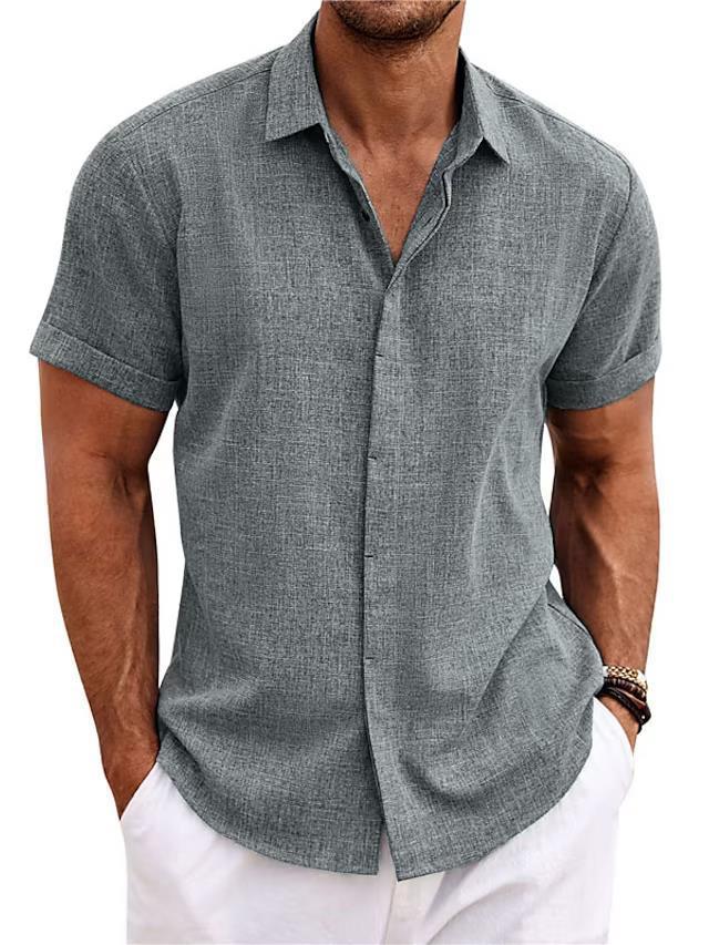 T-shirt ample à manches courtes en lin uni pour homme