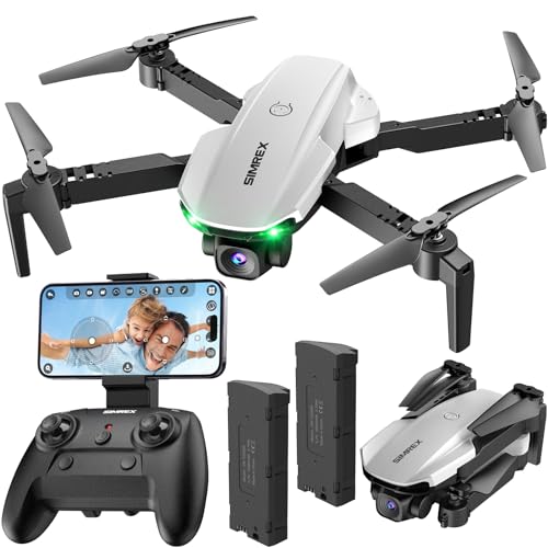Drone SIMREX avec caméra 1080p pour enfants et adultes, drone quadricoptère radiocommandé avec maintien d'altitude, mini drone avec démarrage en une touche, vol par points de passage, mode sans tête, flip 3D, 3 vitesses, drone télécommandé pour débutants.