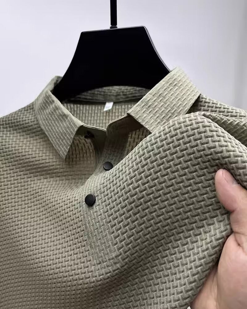 T-shirt à revers short pour homme, T-shirt à manches courtes style business décontracté pour homme, Polo pour homme