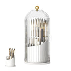 Porte-brosse à dents dissimulé avec couvercle, organisateur de brosse à dents et de pinceaux de maquillage, porte-pinceaux de maquillage rotatif à 360°, étanche et anti-poussière, pour coiffeuse (blanc transparent).