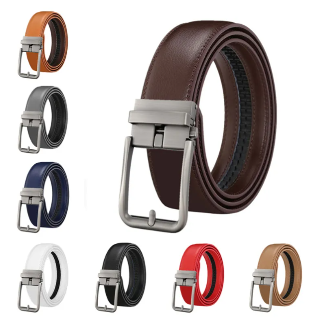 Ceinture en cuir pour homme avec boucle creuse automatique